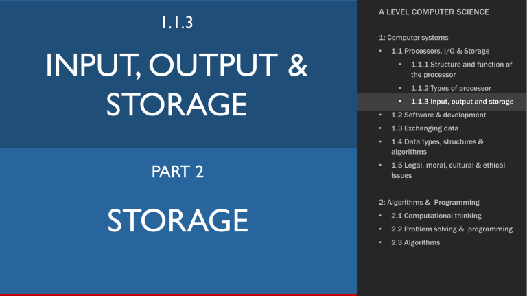 Input, Output & Storage: Computer Systems Presentation