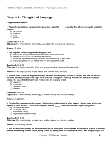 Psychology Test Bank: Thought & Language