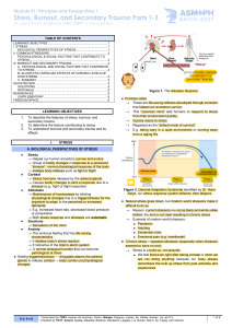 Stress, Burnout, and Secondary Trauma Lecture Notes
