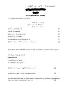 College Algebra Quiz: Piecewise Functions & Electricity Billing