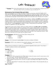 Oobleck Lab: Non-Newtonian Fluid Experiment