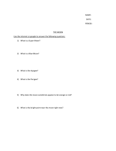 Moon Worksheet: Super Moon, Blue Moon, Apogee, Perigee