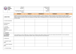Daily Lesson Log Template for Teachers