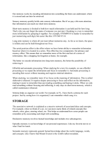 Memory and Cognition Study Notes