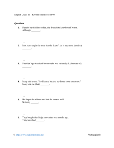 English Grade 10 Rewrite Sentence Test