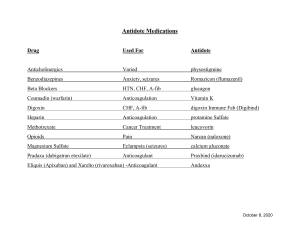 Antidote Medications: Drug, Use, and Antidote Reference
