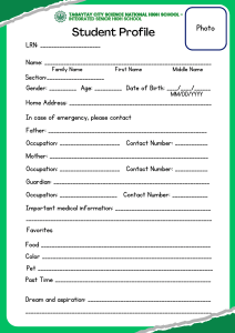 Student Profile - Tagaytay City Science NHS