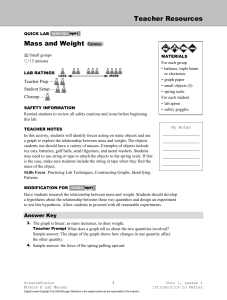 Mass and Weight Lab: Middle School Science Experiment