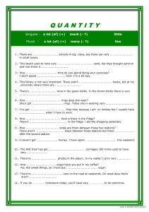 English Quantifiers Worksheet: Much, Many, Few, Little