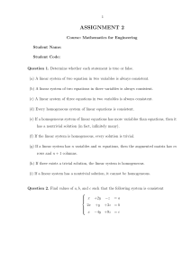 Engineering Mathematics Assignment: Linear Systems & Matrices