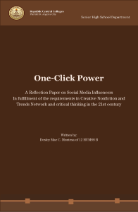 Social Media Influencers Reflection Paper