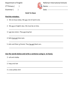 English Grammar Worksheet: Verb 'To Have' - Elementary