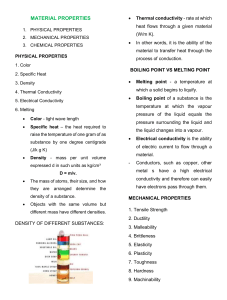 Material Properties: Physical, Mechanical, Chemical