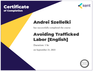 Avoiding Trafficked Labor Certificate of Completion