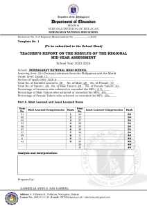 Teacher's Report: 21st Century Literature Assessment Results