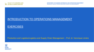Operations Management Exercises: Productivity Analysis